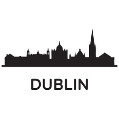 Fototapeta premium Vector Dublin skyline. Travel Dublin famous landmarks. Business and tourism concept for presentation, banner, web site. Vector black silhouette. with white background