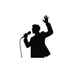 Public Speaker with Raised Hand Vector Icon Presentation Silhouette