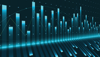 Obraz premium Style stock market graph design. with line dot light technology vector illustration design on abstract finance background.