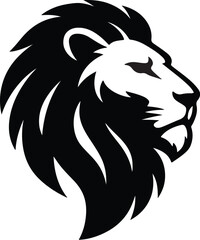 Lion head vector silhouette with white background