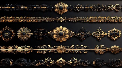 Ornate gold and black decorative borders on dark background