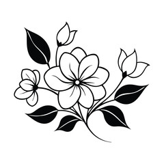 Elegant Floral Silhouette Vector Set | Hand-drawn Black and White Flower Designs | Botanical Clipart Elements for T-shirt, Tattoo, Wedding Decor, Invitations, Sublimation & Digital Art

