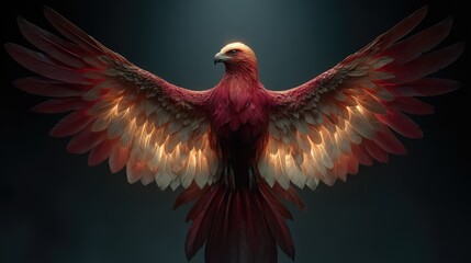 Obraz premium Red bird with illuminated wings