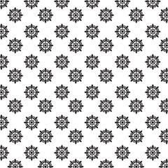 Seamless Black And White Floral Pattern | Geometric Elements | Hand Drawn Doodle Flowers Background | Monochrome abstract floral background | Vector simple flat graphic illustration