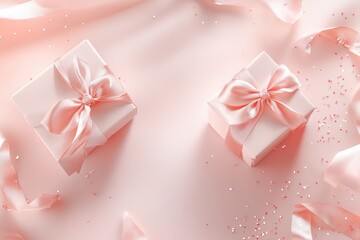 Fototapeta premium Elegant Pink Gift Boxes with Ribbons