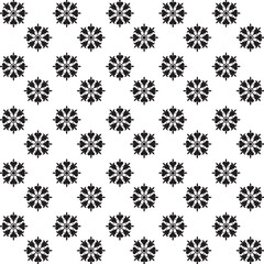 Seamless Black And White Floral Pattern | Geometric Elements | Hand Drawn Doodle Flowers Background | Monochrome abstract floral background | Vector simple flat graphic illustration
