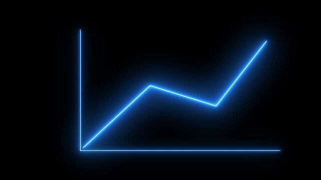 neon business graph on black background. Successful, growth, Increased and trend neon line graph.