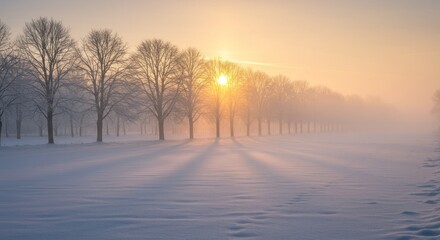 Winter Sunrise with Trees (Photo)
