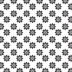 Seamless Black And White Floral Pattern | Geometric Elements | Hand Drawn Doodle Flowers Background | Monochrome abstract floral background | Vector simple flat graphic illustration