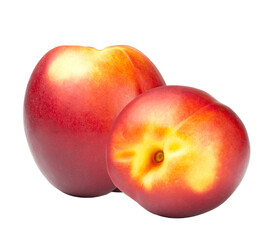 Two ripe nectarines isolated on transparent background