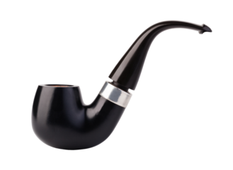 Classic tobacco pipe isolated on transparent background