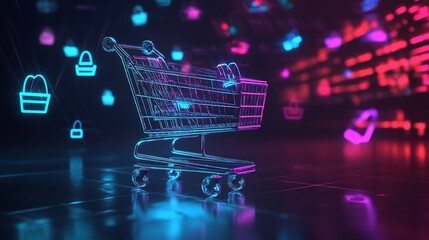 Neon Shopping Cart: Digital Commerce and Online Retail