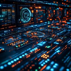 Obraz premium Command center futuristic interface board high resolution picture