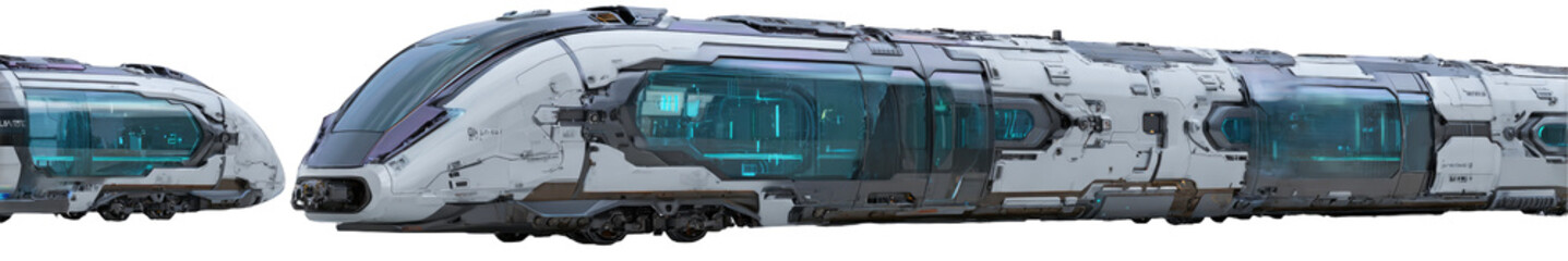 Fototapeta premium Detailed Electric Train Front View on Transparent Background