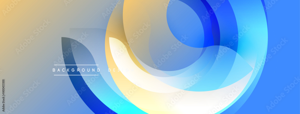 Poster abstract flowing shapes, blue, gold gradients. modern design, smooth transitions, dynamic compositio