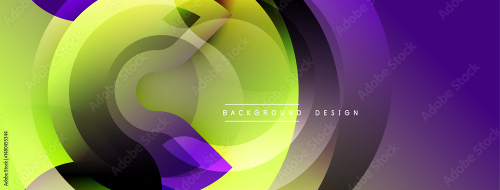 Aufkleber Abstract geometric design. Concentric circles, vibrant colors, gradients create dynamic visual effect. Modern background texture.