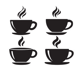 Obraz premium Modern coffee cup silhouettes. Minimalist coffee cup illustration set