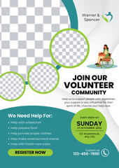 White And Green Modern Join Our Volunteer Community Poster