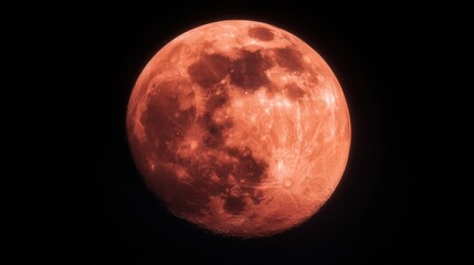 Fototapeta premium Full Blood Moon Rising Close Up View in the Night Sky Celestial Lunar Event Astronomy Space Exploration