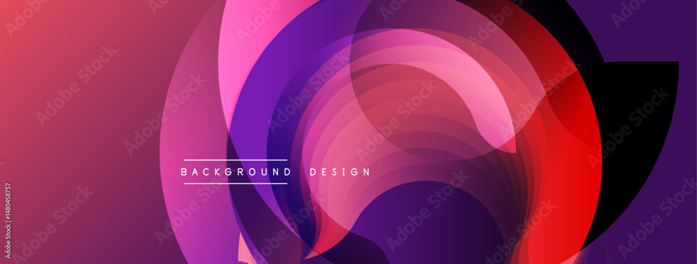 Leinwandbilder Abstract fluid shapes, vibrant colors blend. Circular layers create dynamic background, modern design element.