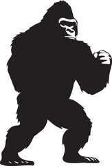 Gorilla silhouette vector on white background