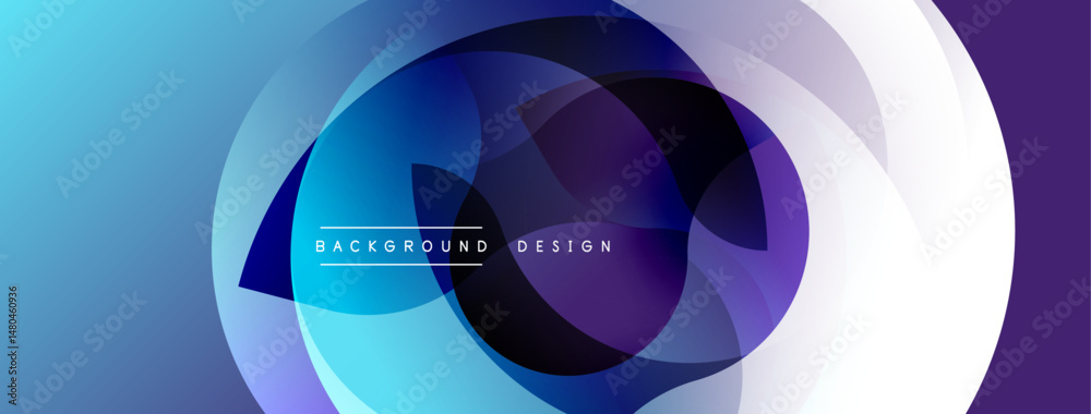 Aufkleber Abstract blue purple design. Overlapping circles create dynamic visual effect. Modern background suitable for presentations, websites.