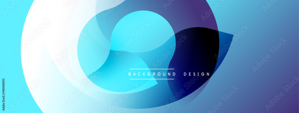 Poster abstract blue design features overlapping circles, gradients. modern aesthetic, suitable for backgro