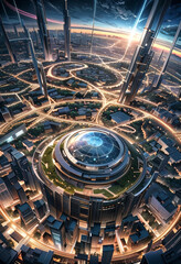 Obraz premium ファンタスティックフロンティア背景（ゲーム、幻想的、未来都市）