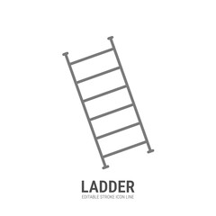 Ladder icon with white background vector illustration. Editable stroke. 