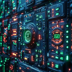 Fototapeta premium Abstract digital lock and circuits high resolution picture