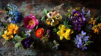 Fototapeta premium Floral arrangement of colorful blooms