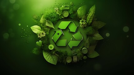 Green Recycle Symbol Leaf Wreath.