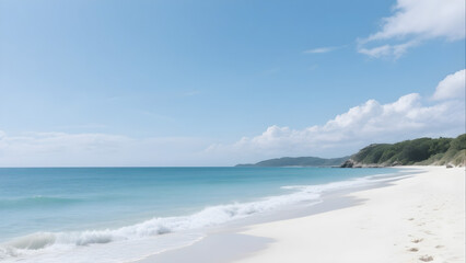 Fototapeta premium tropical beach with blue sky and clouds