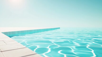 Serene Minimalist Poolside: Turquoise Water, White Deck, Sunny Day