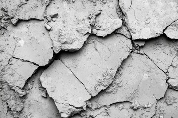 Obraz premium Gray cracked earth texture. Detailed close-up view of dry, fractured soil