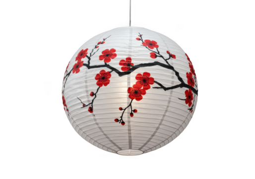 Floral paper lantern isolated on transparent background