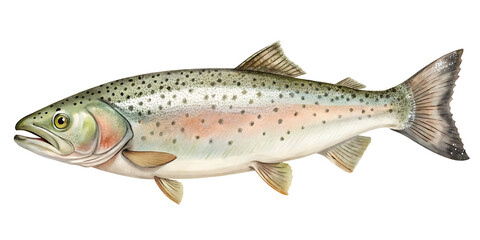 Obraz premium Detailed and Colorful Rainbow Trout Illustration on a Clean transparent Background