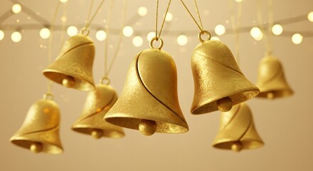 Abstract bell shapes in golden gradients, festive concept