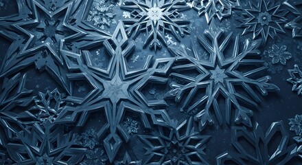 Blue and silver abstract snowflake patterns, modern frosty vibe