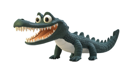 Fototapeta premium Captivating Cartoon Crocodile with Enormous Grin on a Clean White Background