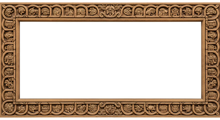 Image Frame with Aztec Calendar Patterns Carved around the Edge, Viewed Frontally