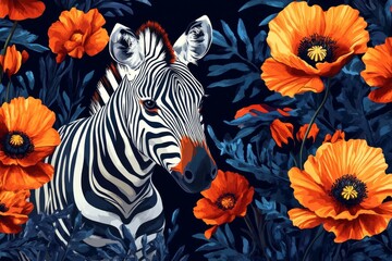 Zebra Orange Poppy Flowers Abstract