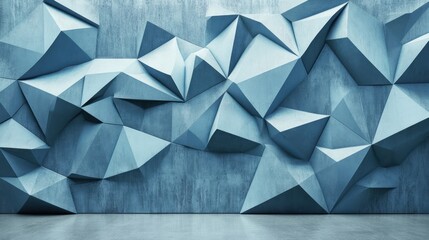Obraz premium Dynamic geometric wall of polygon shapes for modern architectural spaces