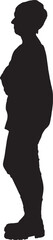  vector silhouette side view of adult woman standing and arms crossed