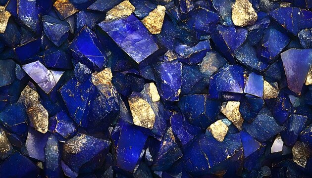 Close-up view of rough-hewn lapis lazuli gems.