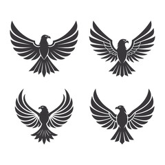 Bold Heraldic Eagle – Black & White Dynamic Illustration