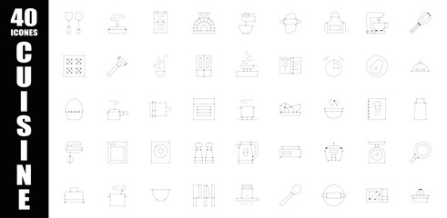 Planche pictogramme icones symboles cuisine