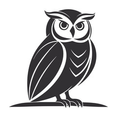 High Contrast Black & White Owl – Minimalist Geometric Illustration