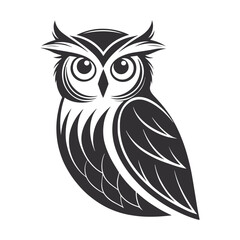 Stylized Black & White Owl Silhouette – Geometric Tattoo Design