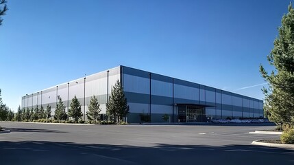 Obraz premium Modern Industrial Building with Parking Area